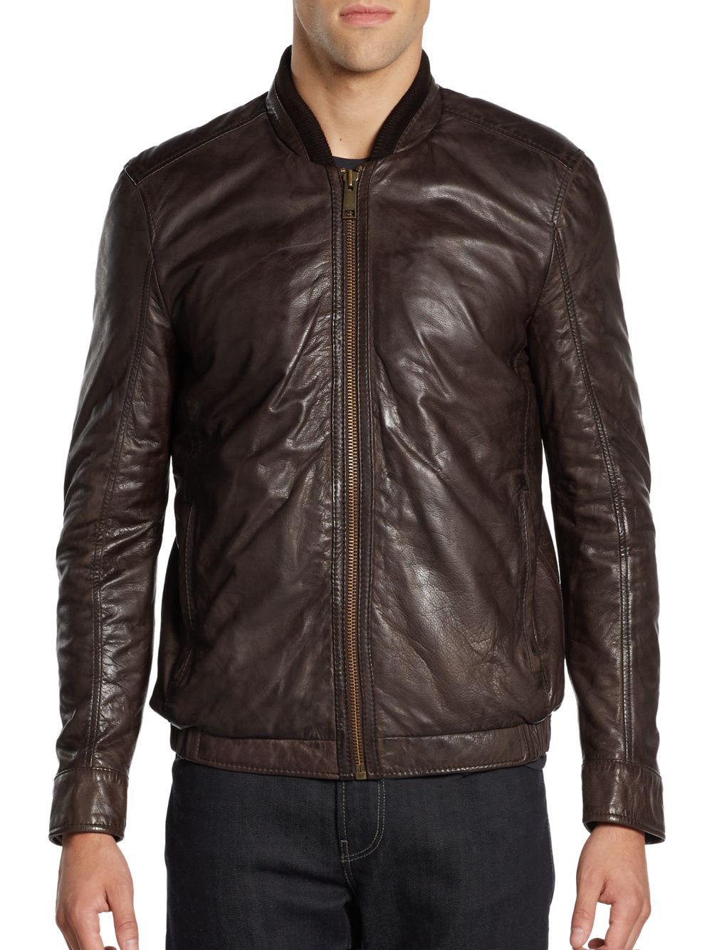 Lyst - Marc New York Cash Leather Bomber Jacket in Brown for Men