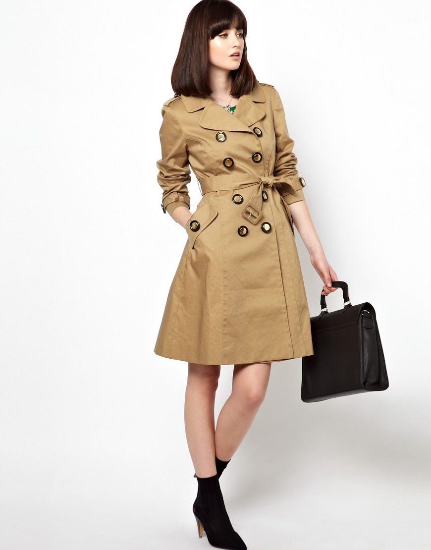 Lyst - Orla Kiely Trench Coat with Pink Lining in Natural