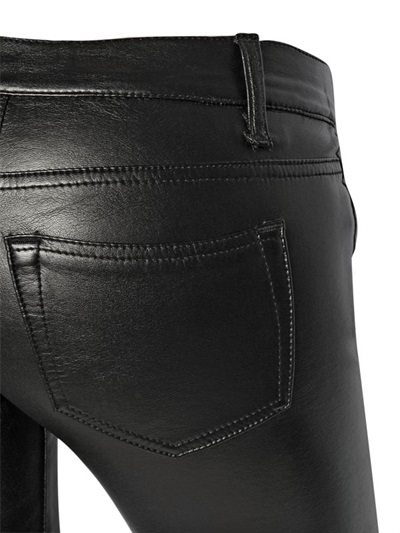 black faux leather jeans