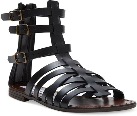 Steve Madden Plato Flat Gladiator Sandals in Black | Lyst