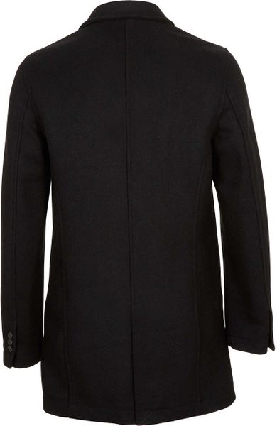 Topman Black Crombie Coat in Black for Men | Lyst