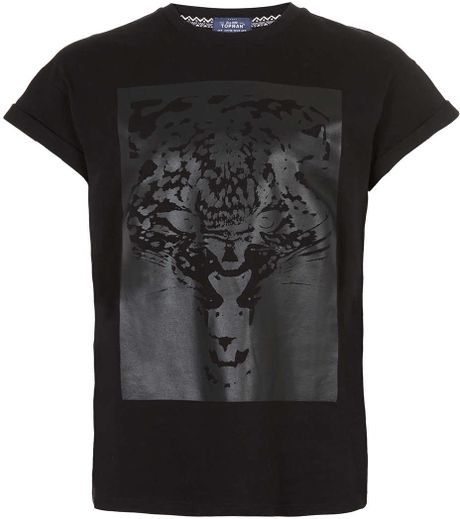 Topman Black Tiger Foil Print Tshirt in Black for Men | Lyst