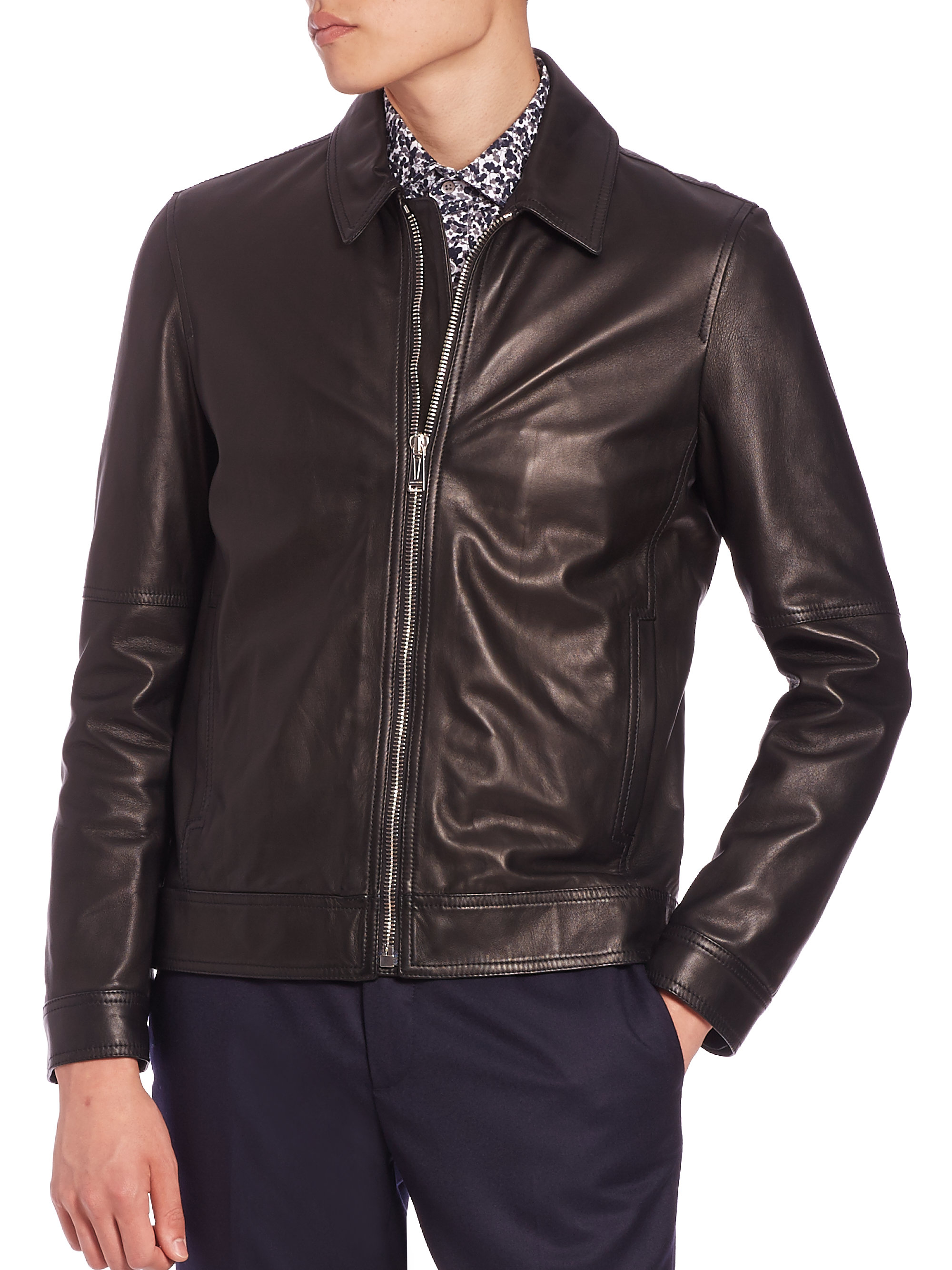 Lyst - Kent & Curwen Leather Jacket in Black for Men