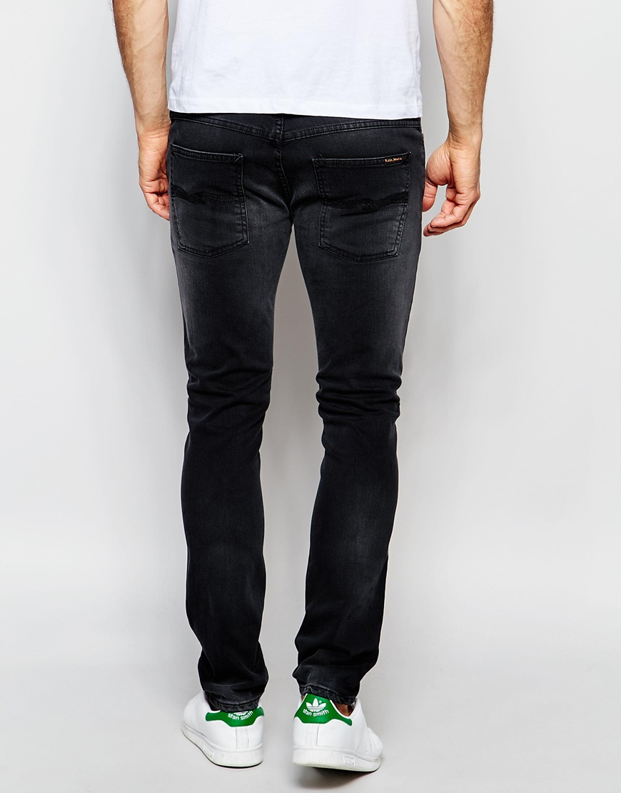 Lyst - Nudie Jeans Thin Finn Slim Fit Black Brutus Washed Out in Gray ...