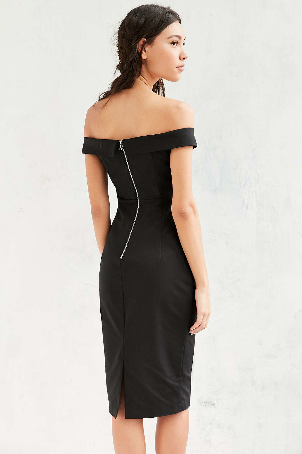 Lyst Bardot Date  Night Off the shoulder Midi Dress  in Black 