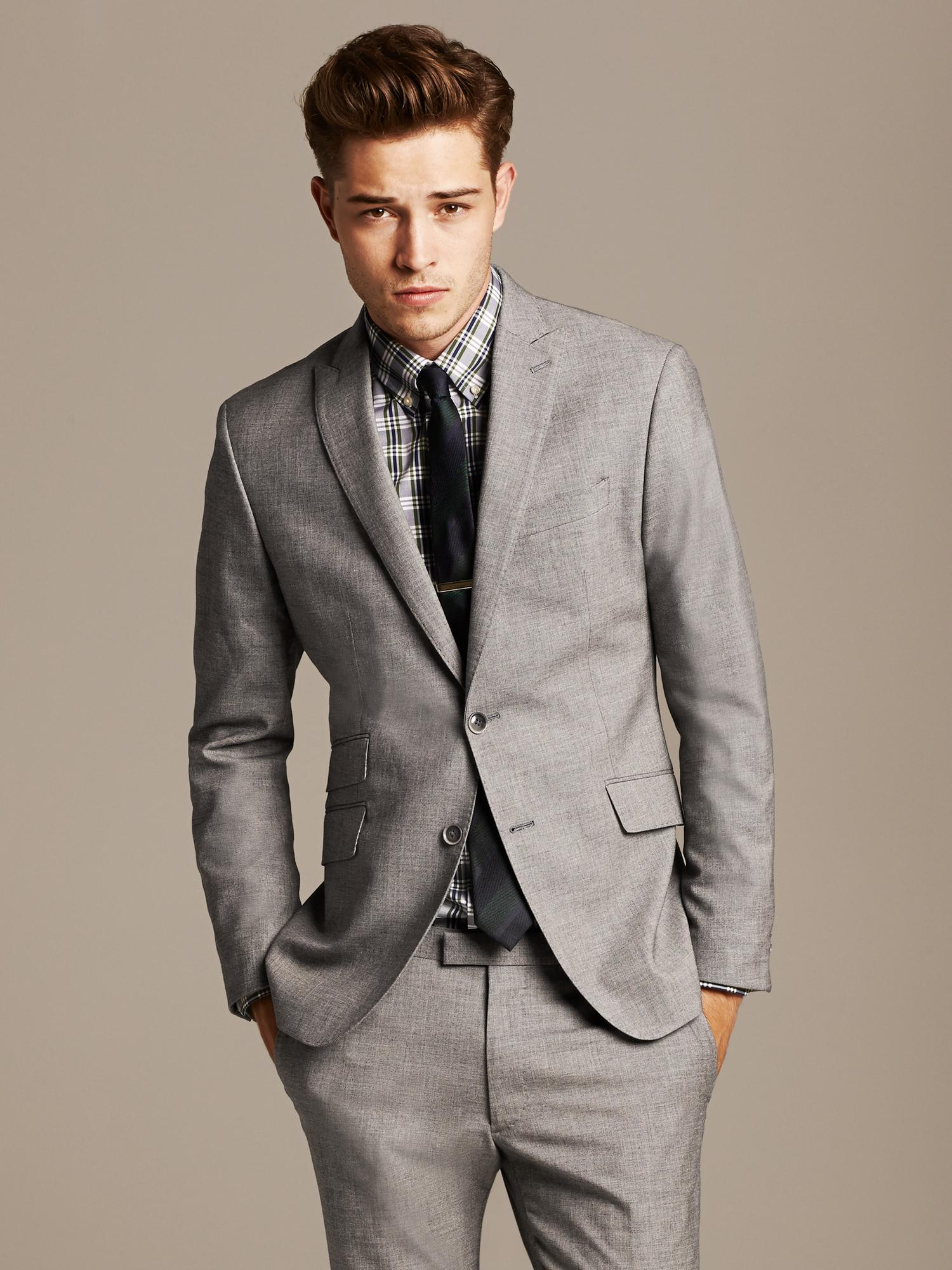 Mens Slim Fit Suit Jacket Grey Custom Silver Grey Satin Men Suit Slim Fit Skinn Stage