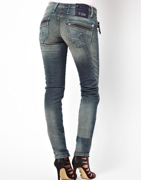 G-star Raw Ocean Zip Pocket Skinny Jeans in Blue (Vintagewornin) | Lyst