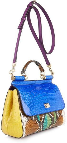 Dolce & Gabbana Sicily Crocodile and Snake Cross-Body Bag in Blue | Lyst