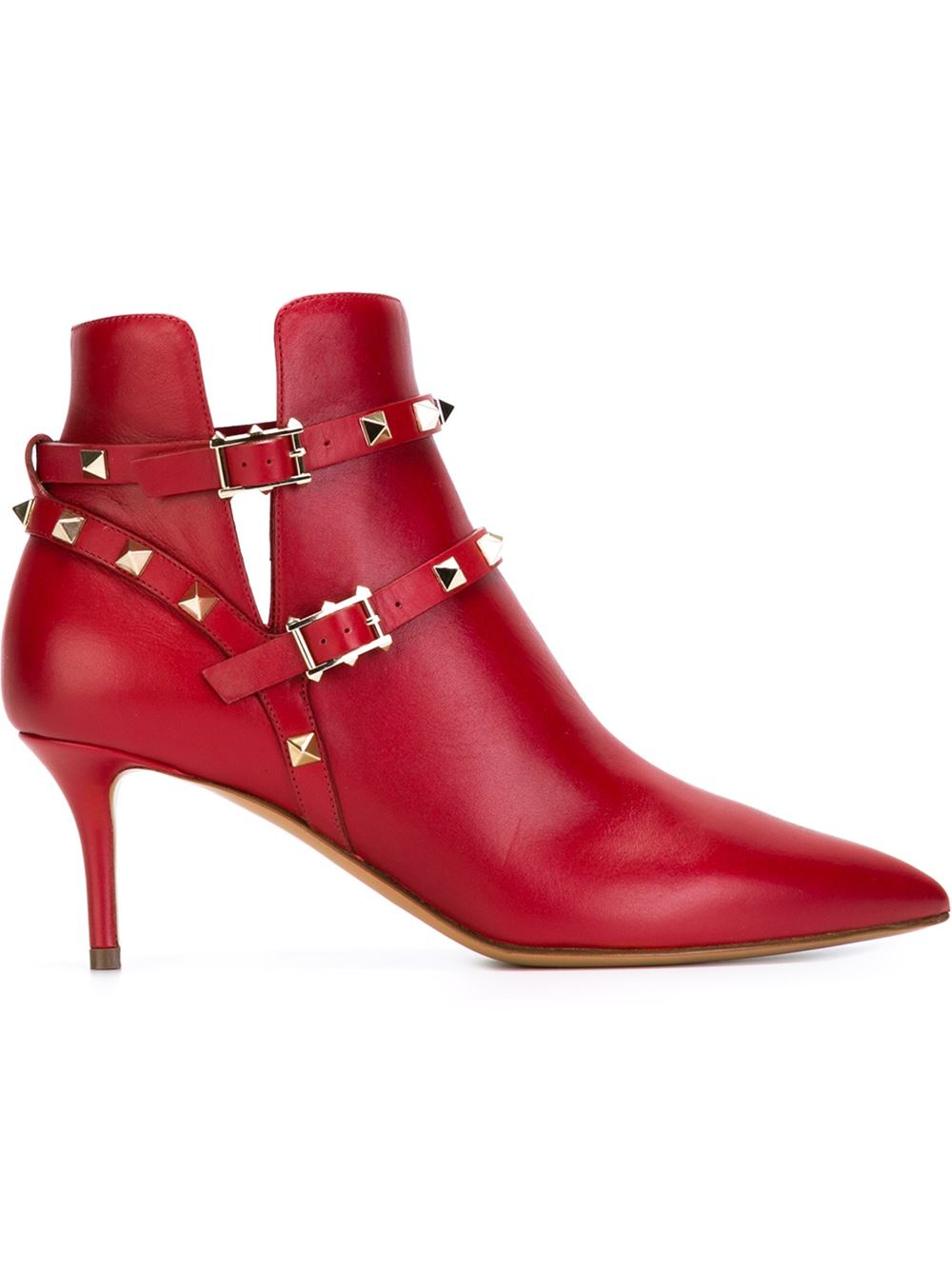 Valentino 'rockstud' Boots in Red | Lyst