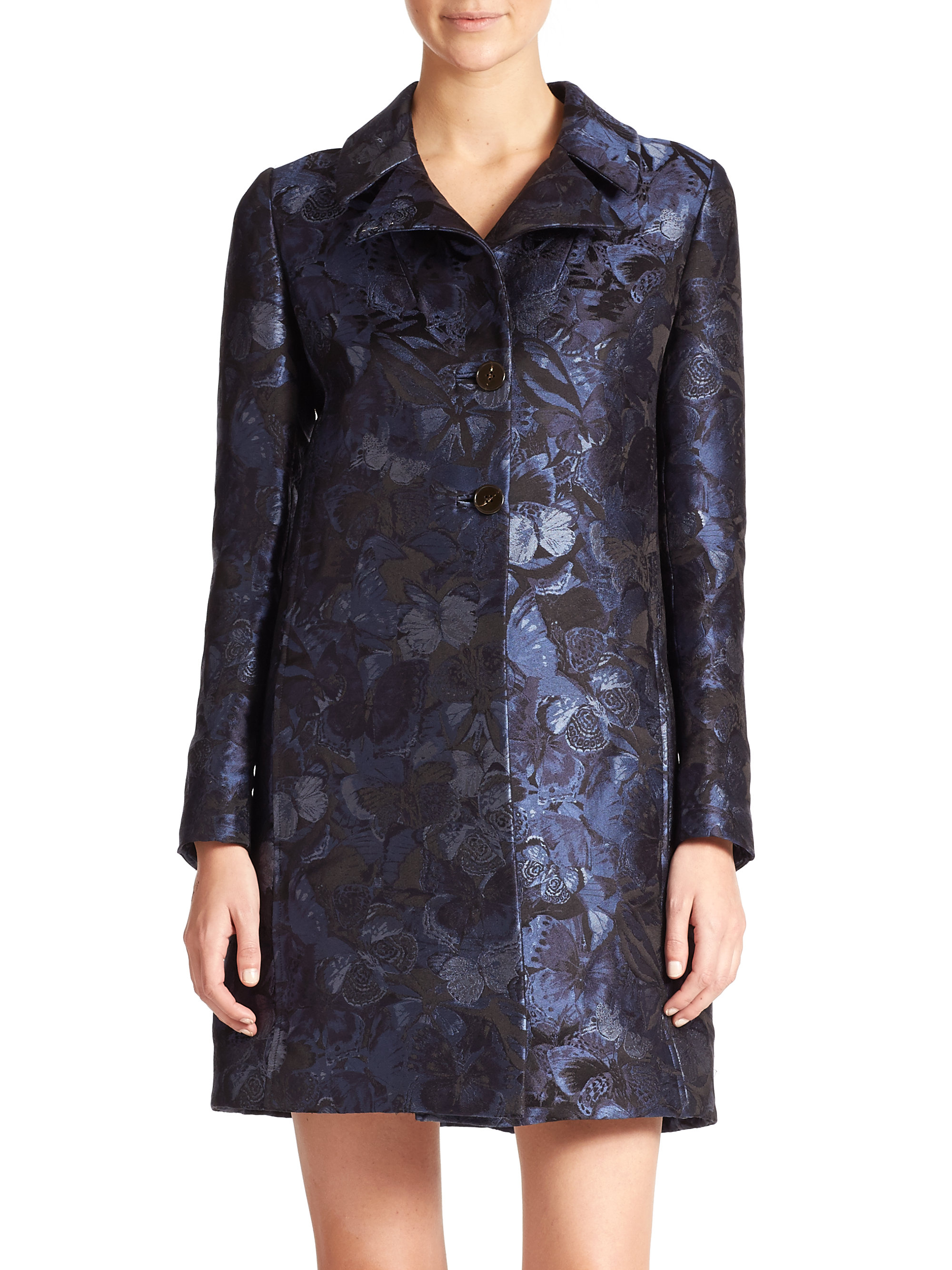 Lyst Valentino Butterflyprint Silk Brocade Jacket in Blue