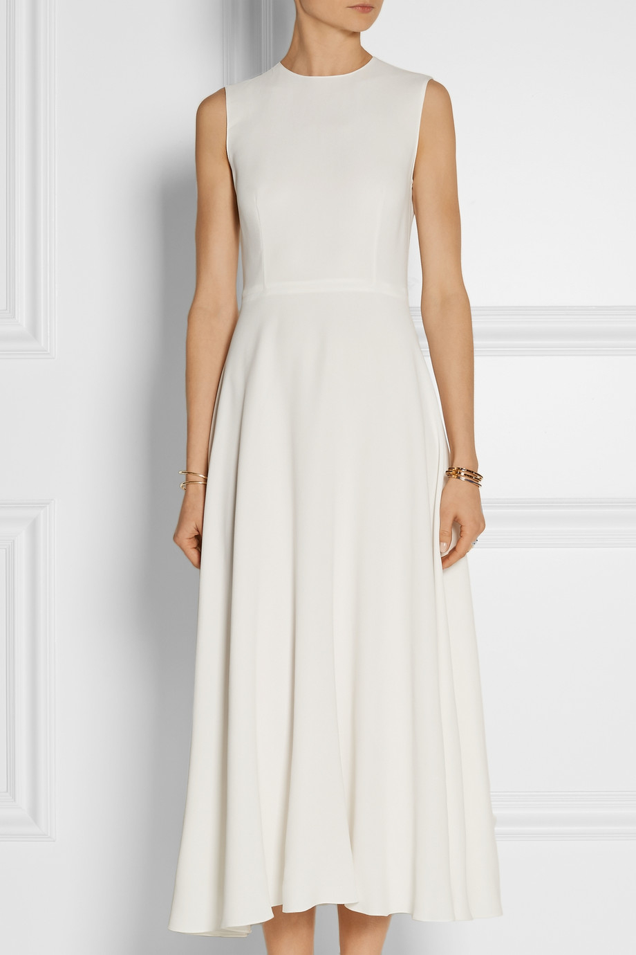 Lyst - The Row Jil Stretch-Cady Midi Dress in White