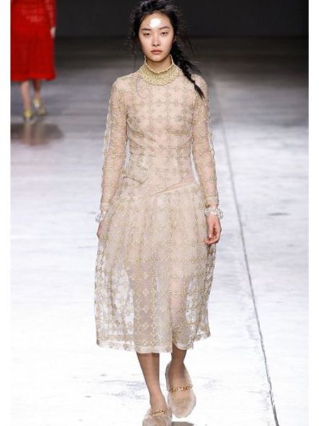Simone Rocha Metallic Embroidered Tulle Dress in Gold | Lyst