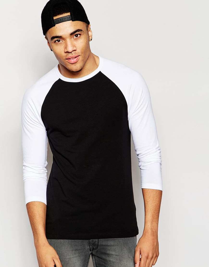 Download Asos Muscle Long Sleeve T-shirt With Contrast Raglan ...