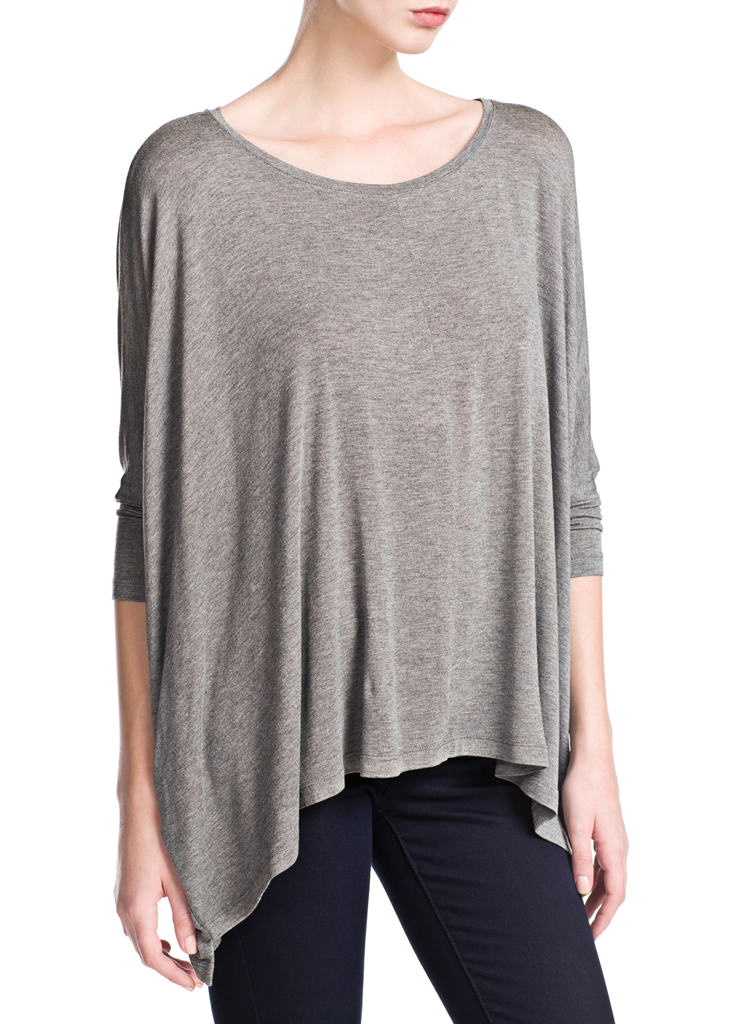 Lyst - Mango Oversize Flowy T-Shirt in Gray