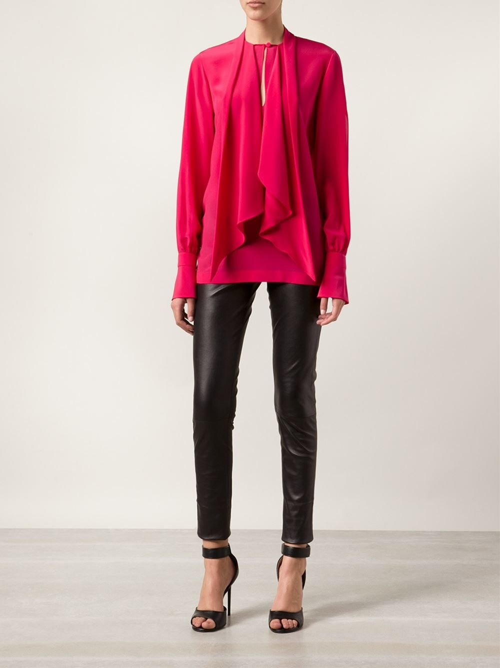 Givenchy Silk Chiffon Tie Neck Blouse in Pink | Lyst