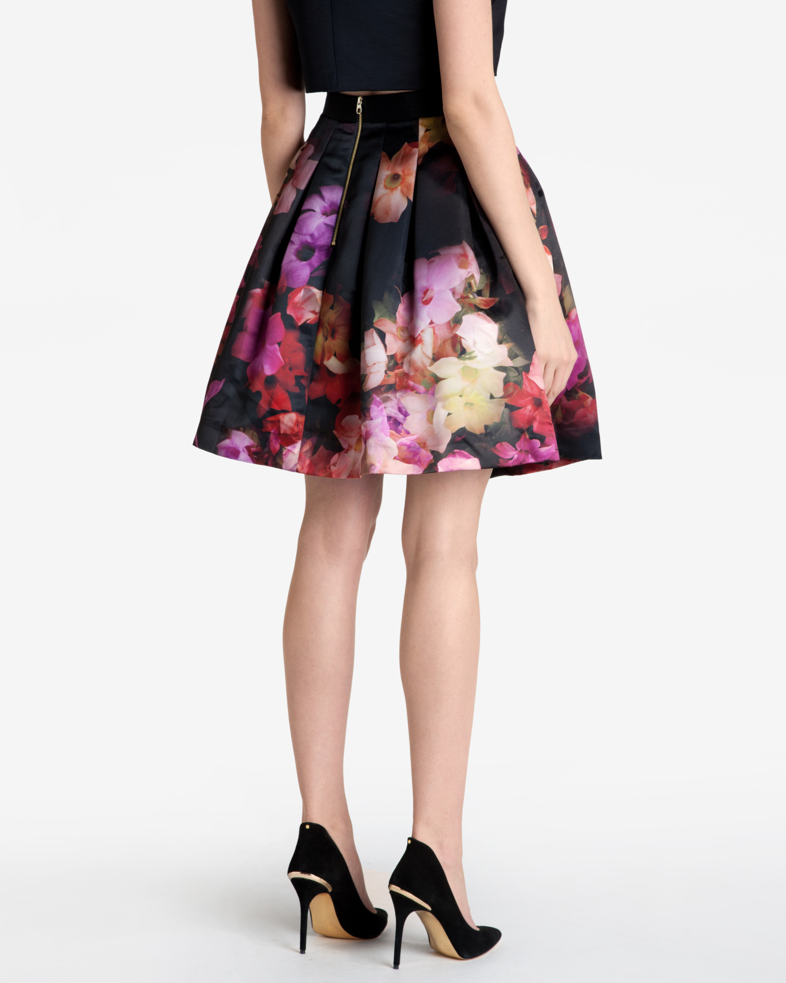 Ted baker Cascading Floral Pleated Full Skirt in Multicolor (BLACK) Lyst