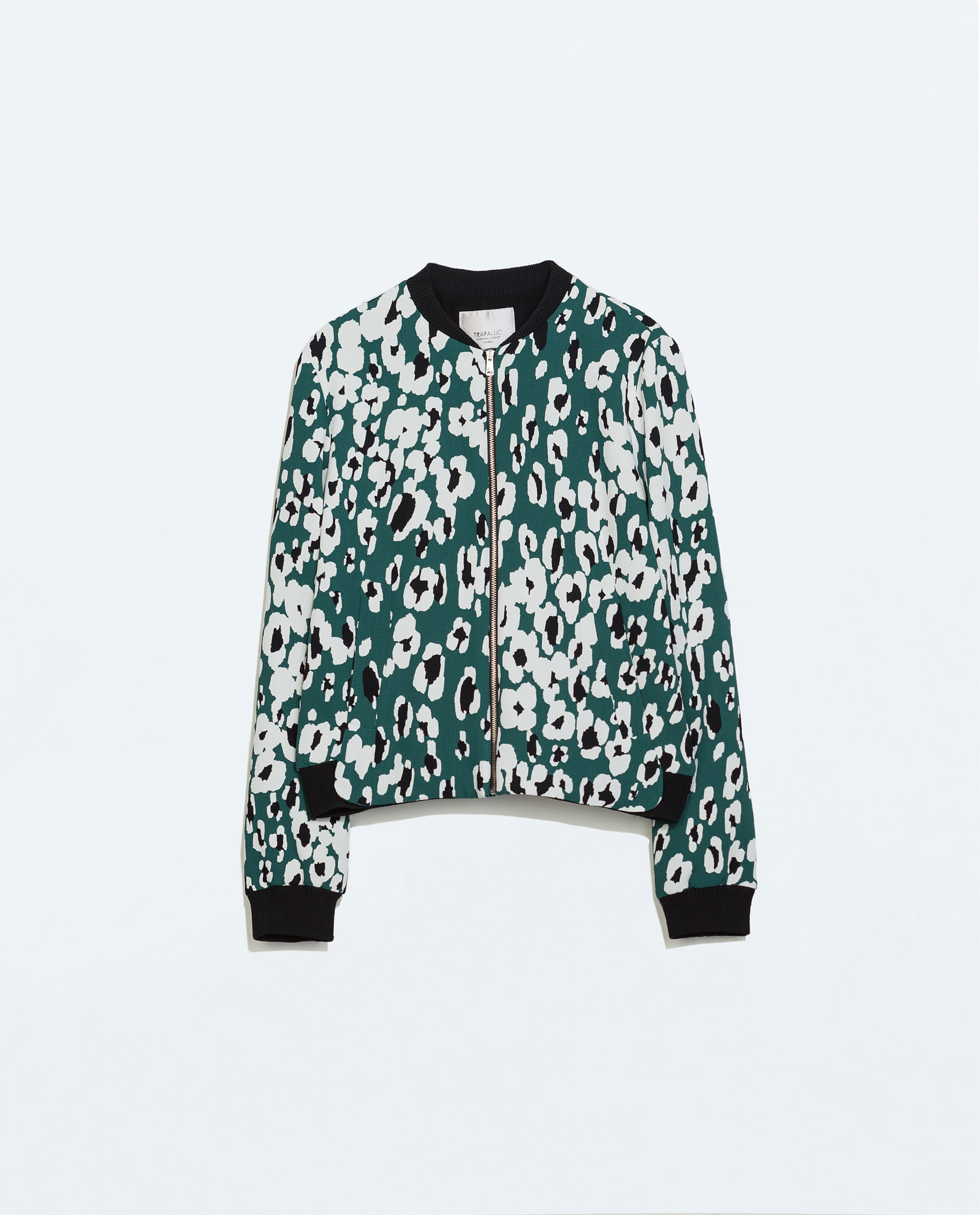 Zara Printed Bomber Jacket in Green | Lyst