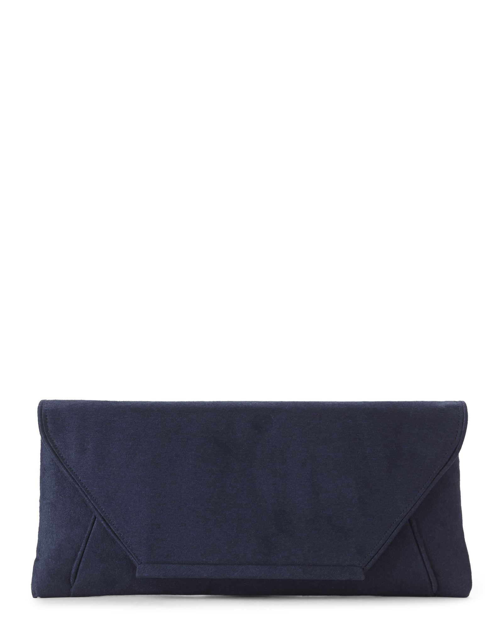 Lyst La Regale Navy Faux Suede Envelope Clutch In Blue Gallery