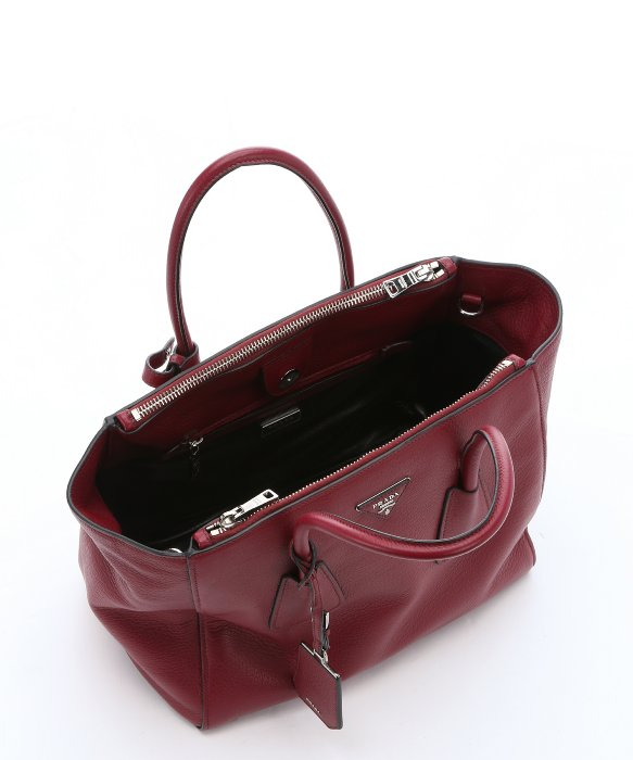Prada Burgundy Leather Twin Pocket Convertible Tote Bag in Purple ...  