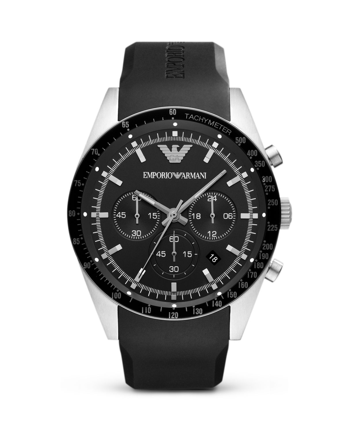 Emporio armani Black Rubber Strap Watch 46mm in Black for Men | Lyst