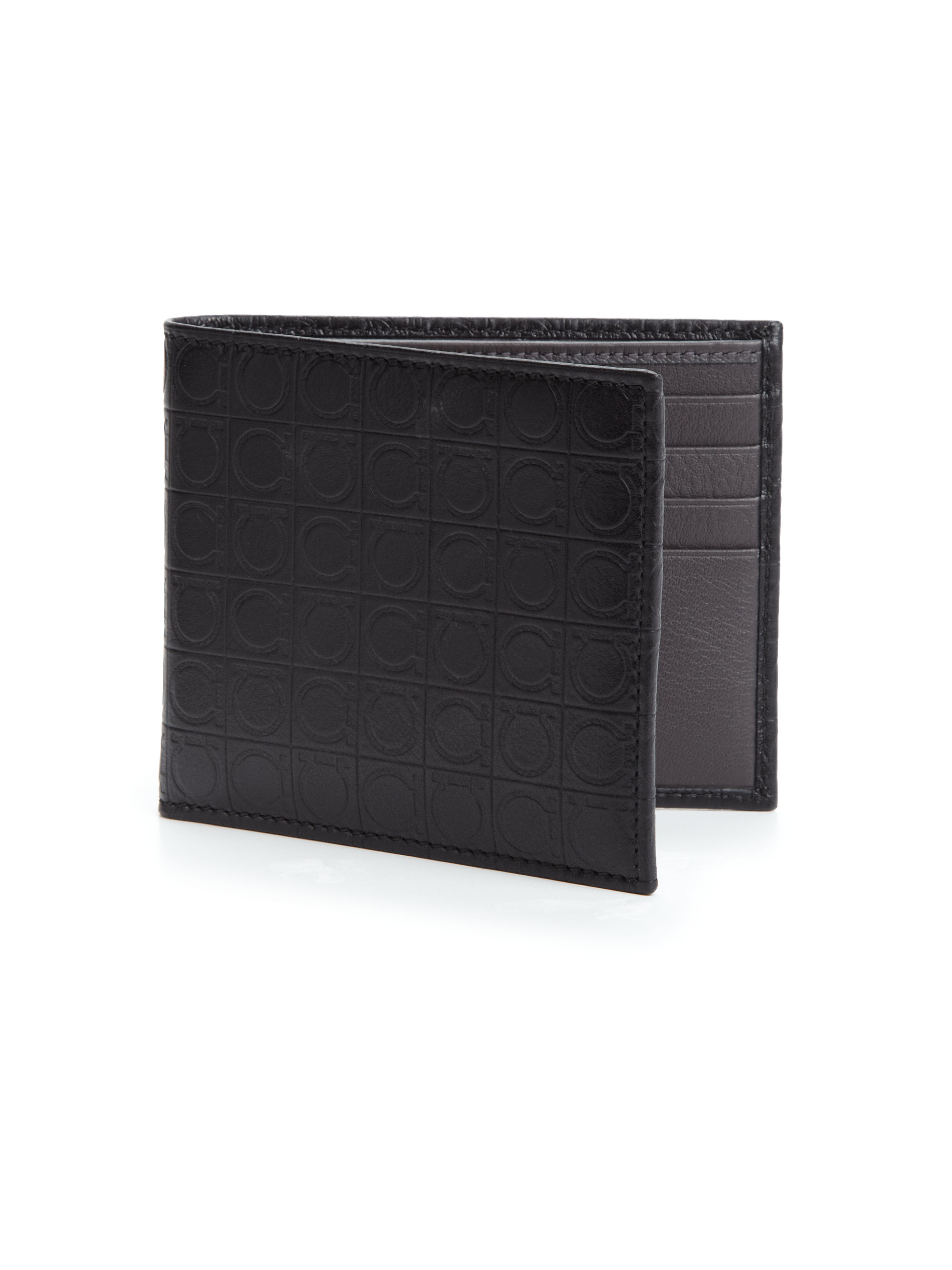 Ferragamo Gancio-embossed Leather Bifold Wallet in Black for Men | Lyst