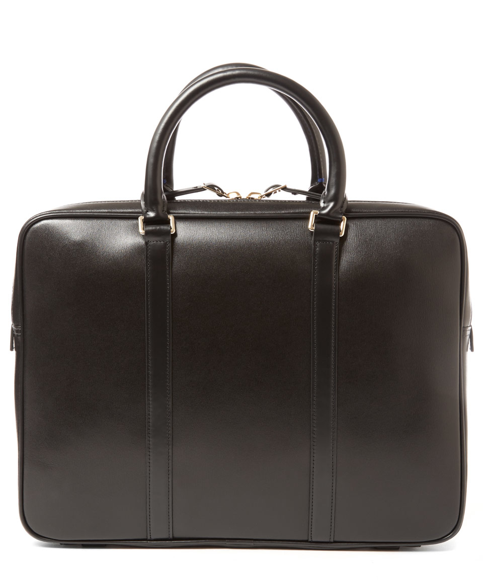 Paul Smith Black City Embossed Slim Leather Briefcase in Black for Men ...