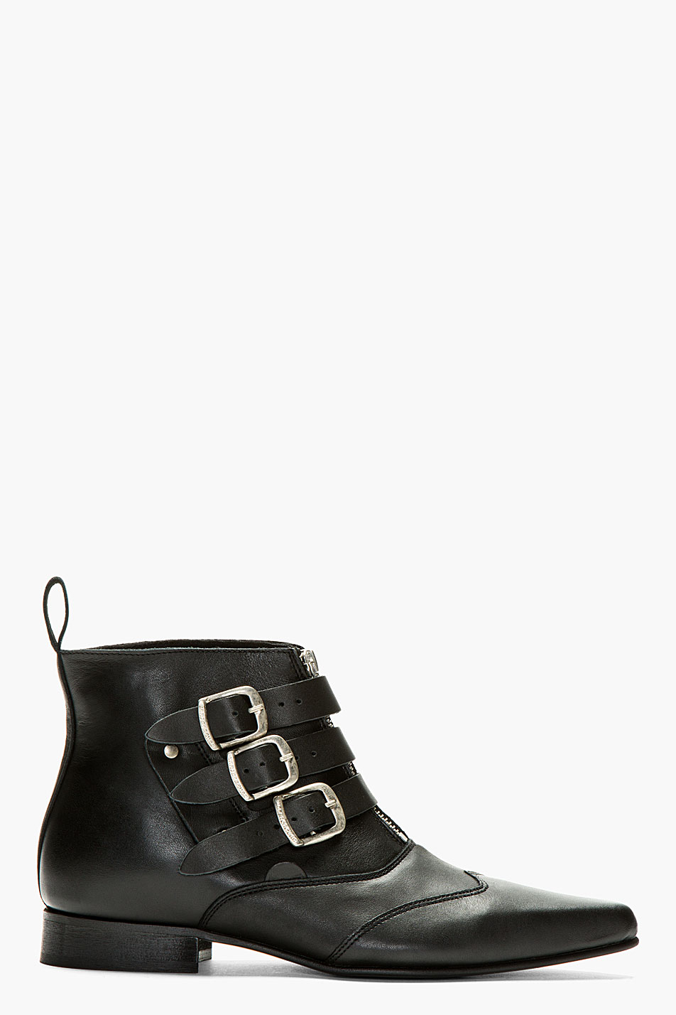 Underground Black Leather Blitz Winklepicker Ankle Boots in Black for ...