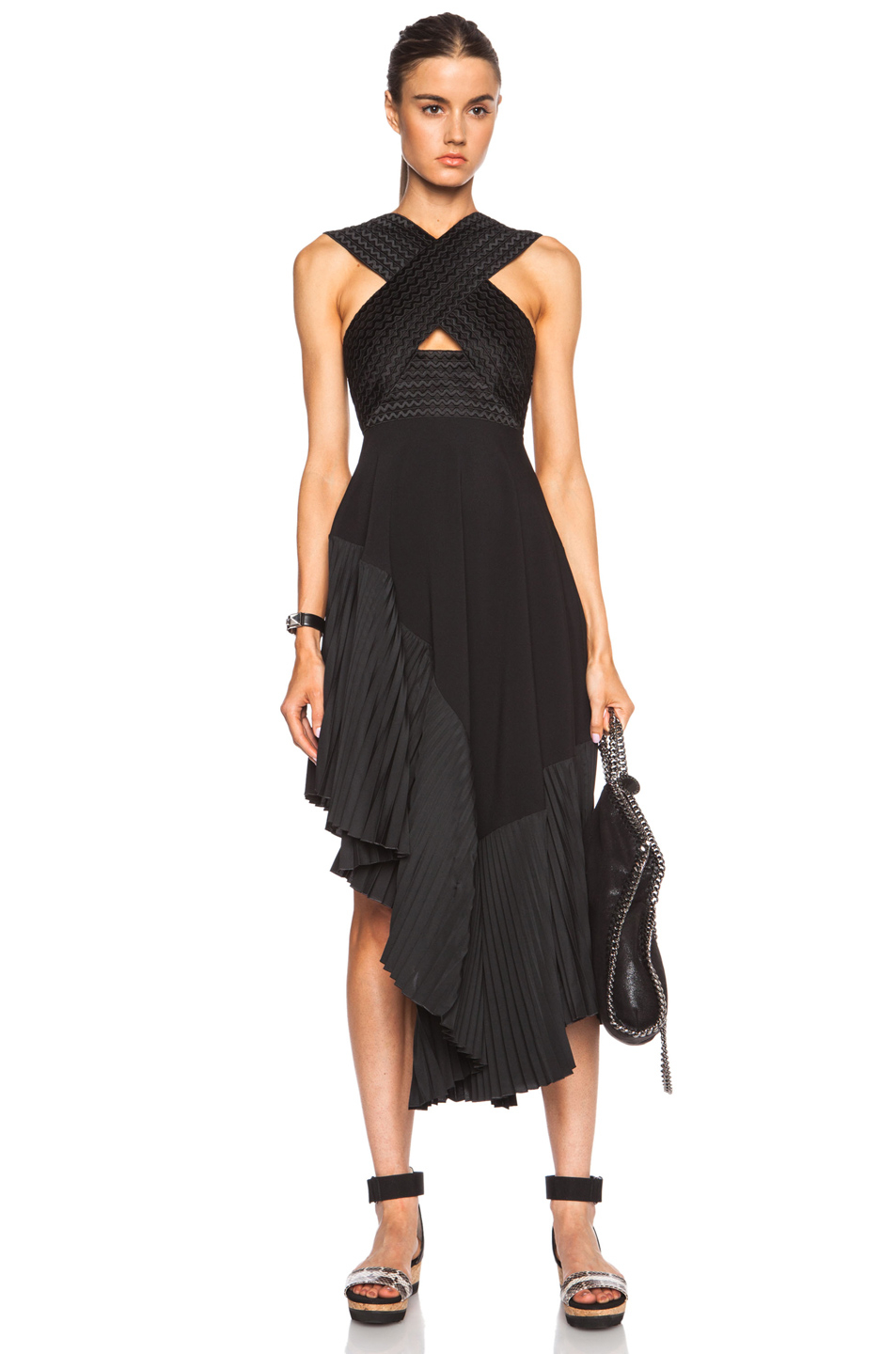 black dress with pleated bottom