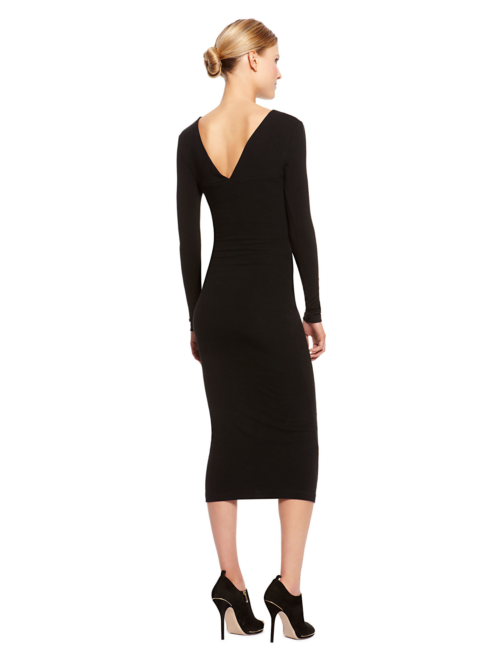 Donna Karan New York Double Slash Dress with Leather in Black | Lyst