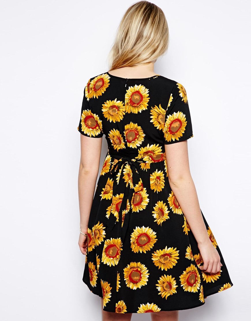 Asos Exclusive Skater Dress In Sunflower Print In Black Lyst