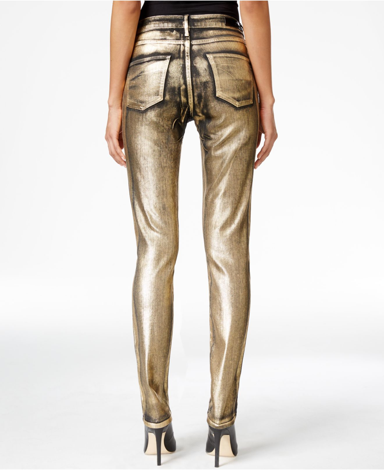 Calvin klein jeans Ultimate Gold Metallic Skinny Jeans in Metallic ...