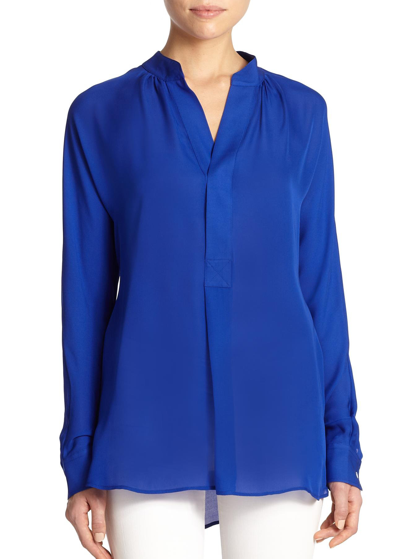 Lyst - Polo Ralph Lauren Silk Blouse in Blue
