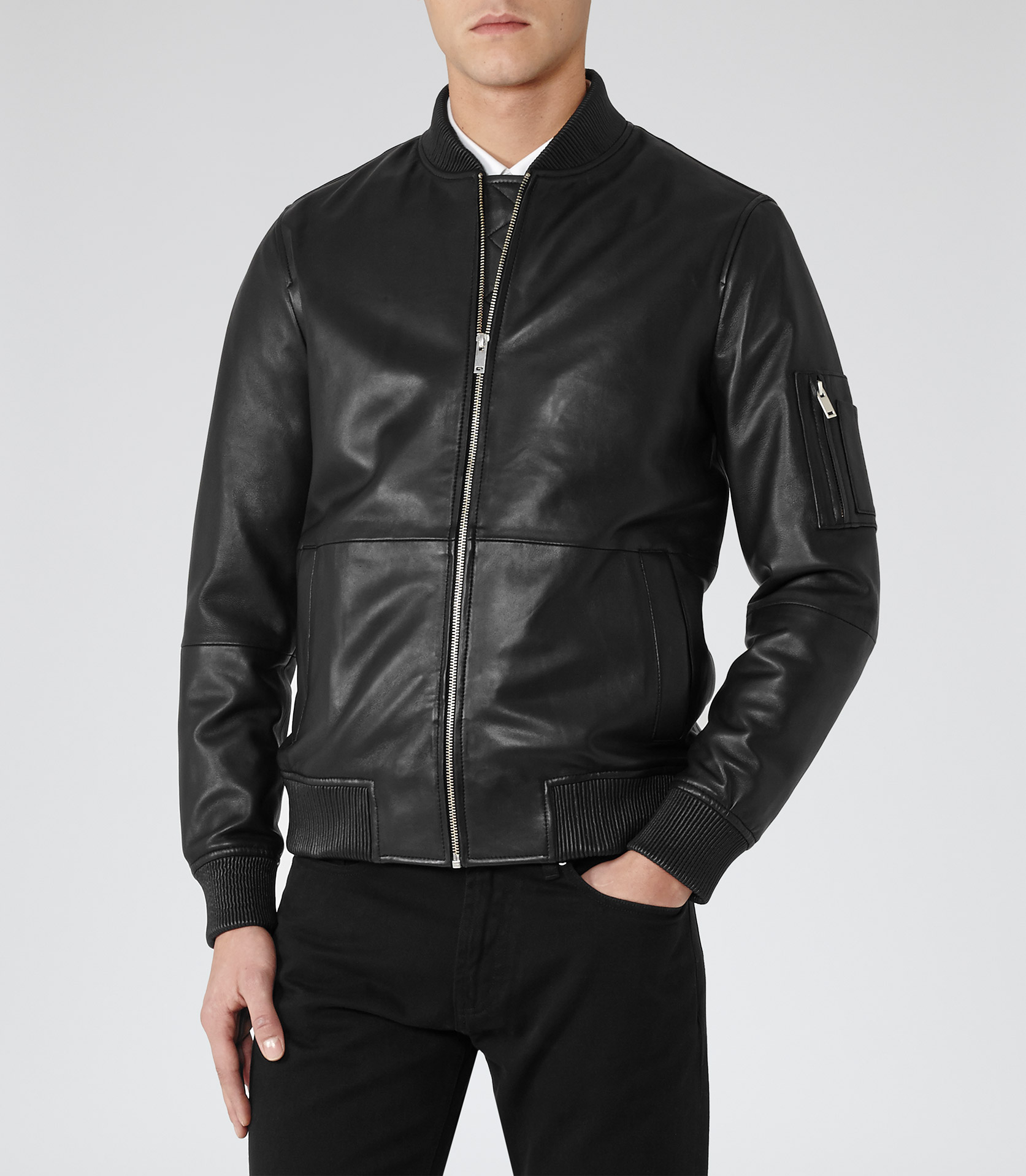 Reiss Bardot Leather Er Jacket In Black For Men Lyst Gallery