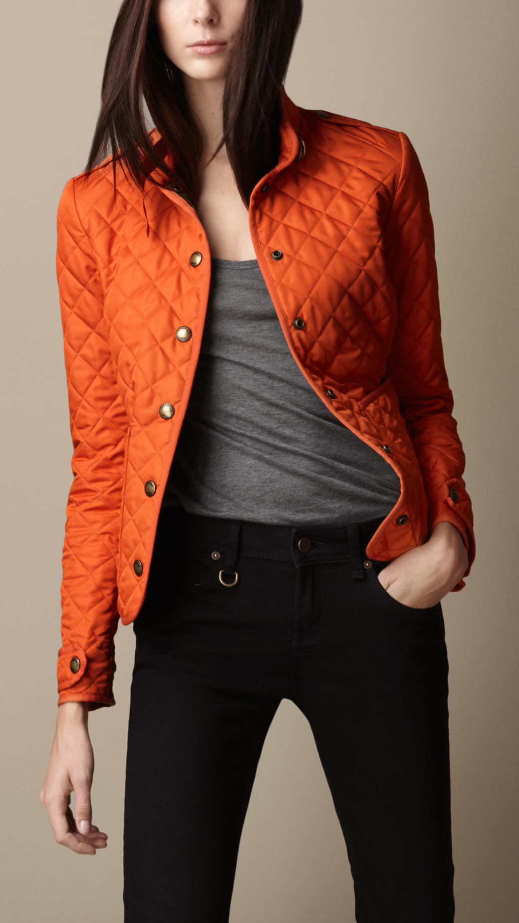 Lyst Burberry Heritage Quilted Jacket in Orange