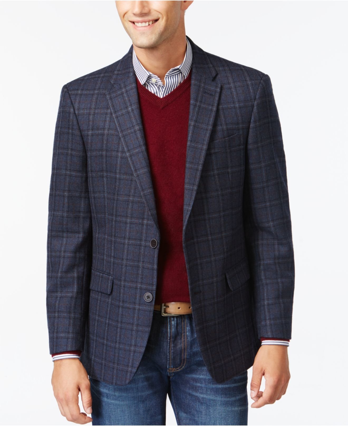 Lyst - Tommy Hilfiger Blue Plaid With Deco Classic-fit Sport Coat in ...