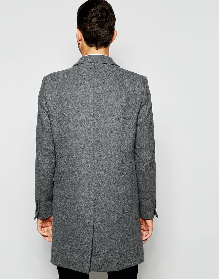Lyst - Asos Wool Overcoat In Light Grey in Gray for Men