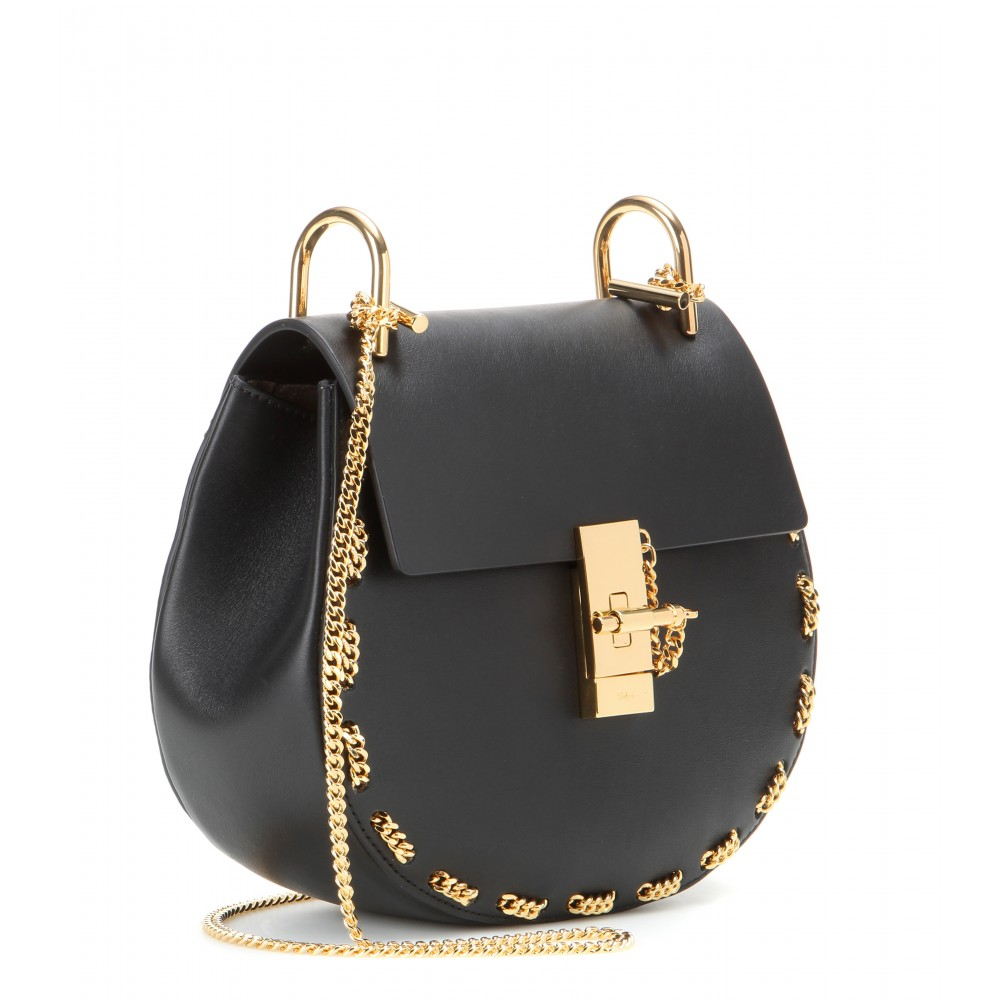 Chlo Drew Embellished Leather Shoulder Bag in Black | Lyst
