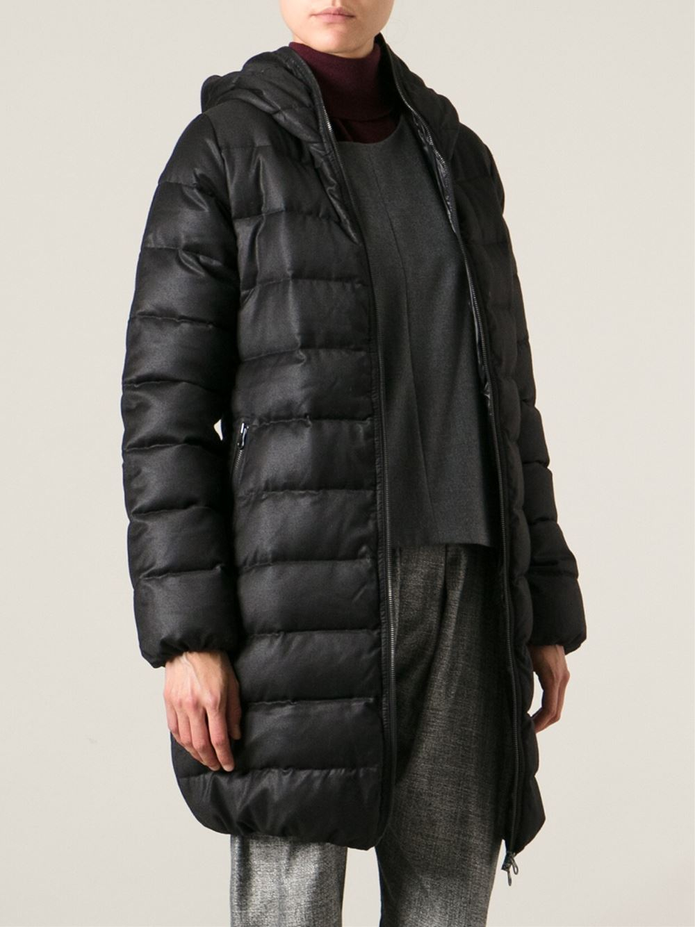 Long black padded coat