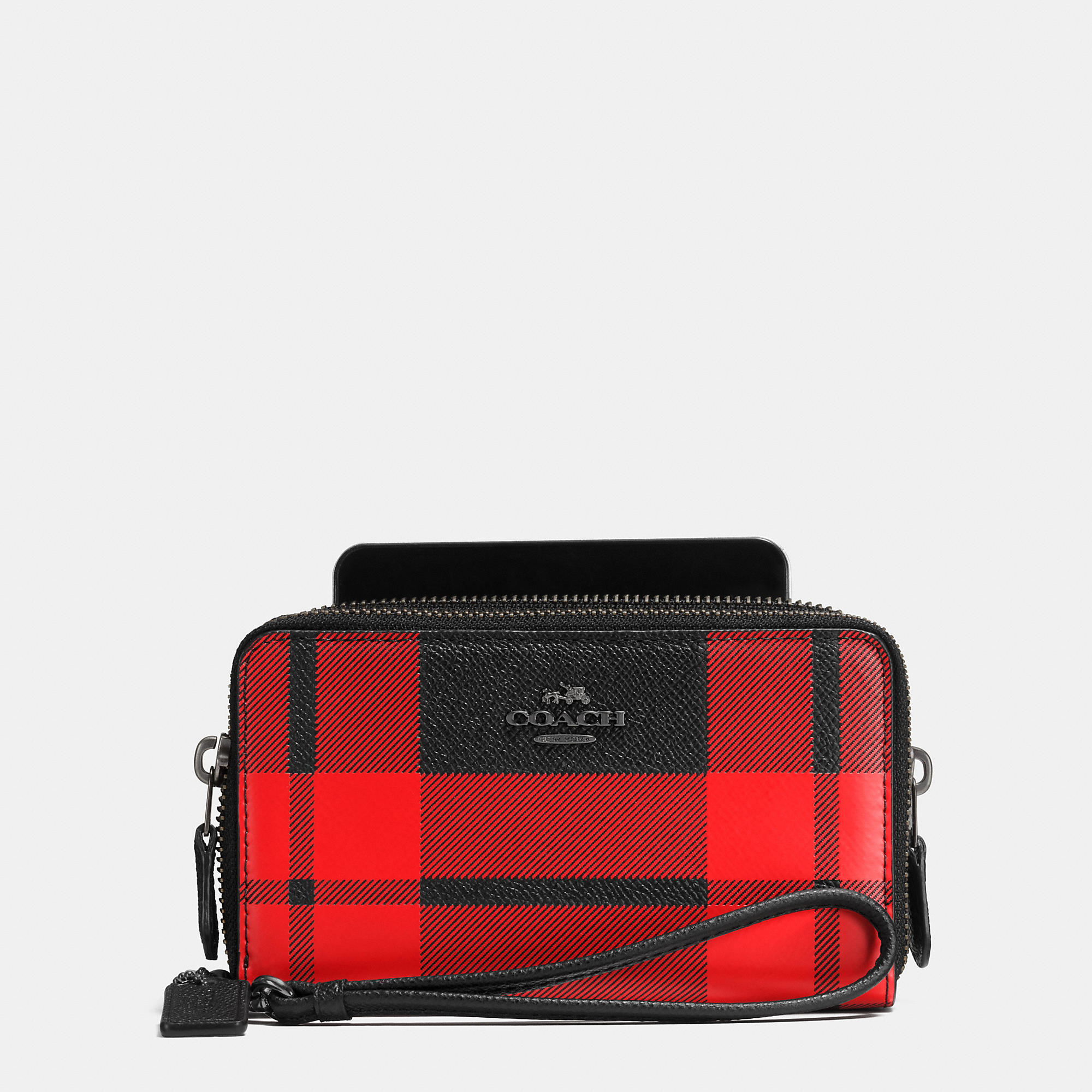 coach wallets plaid
