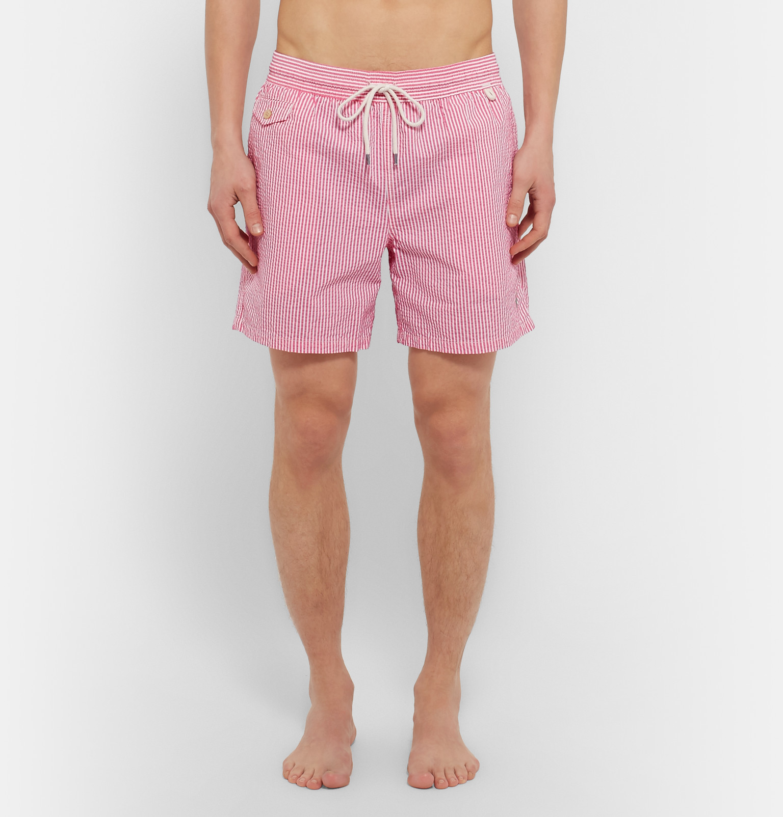 Polo Ralph Lauren Traveler Striped Seersucker Swim Shorts in Pink for Men - Lyst
