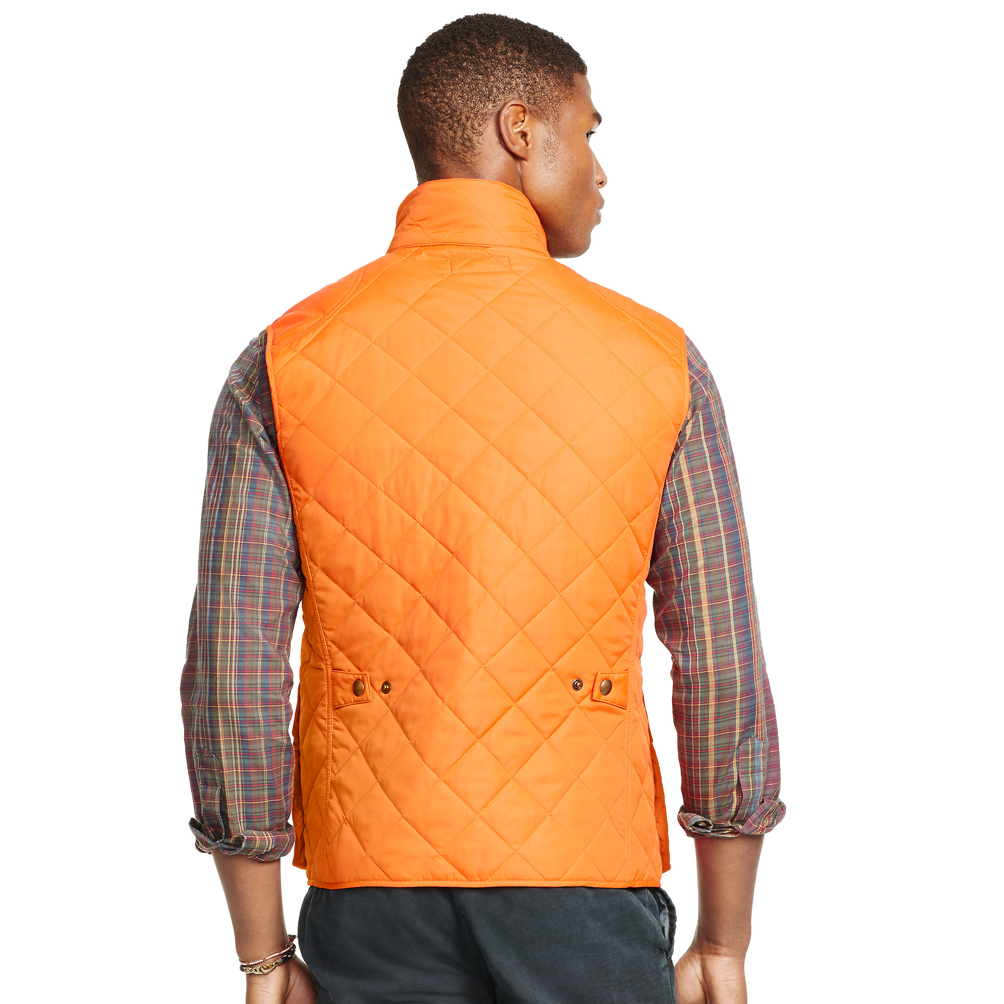 Polo Ralph Lauren Cotton Diamond-quilted Vest in Orange for Men - Lyst