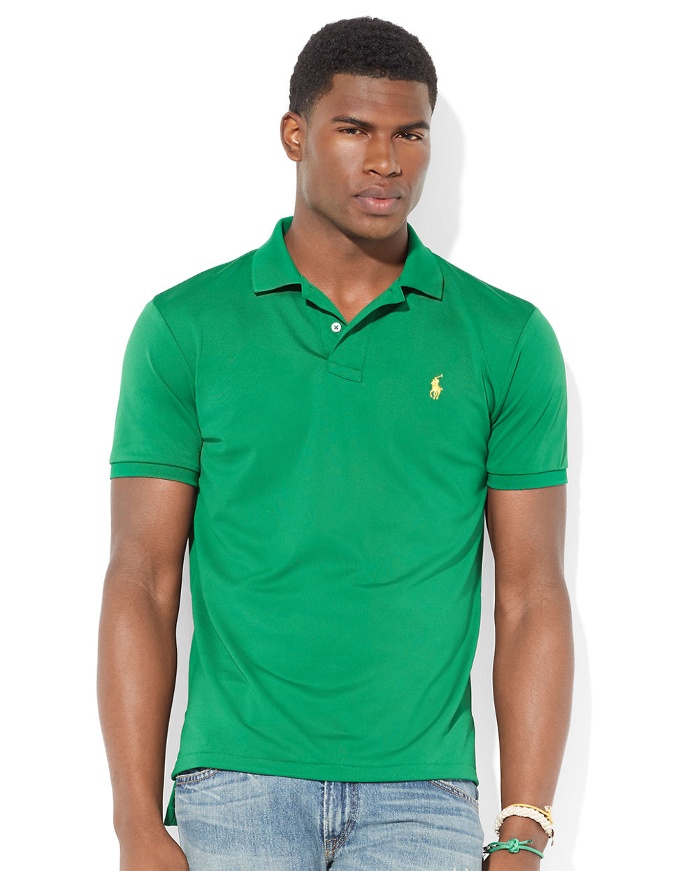 Polo Ralph Lauren Performance Mesh Polo Shirt in Green for Men ...
