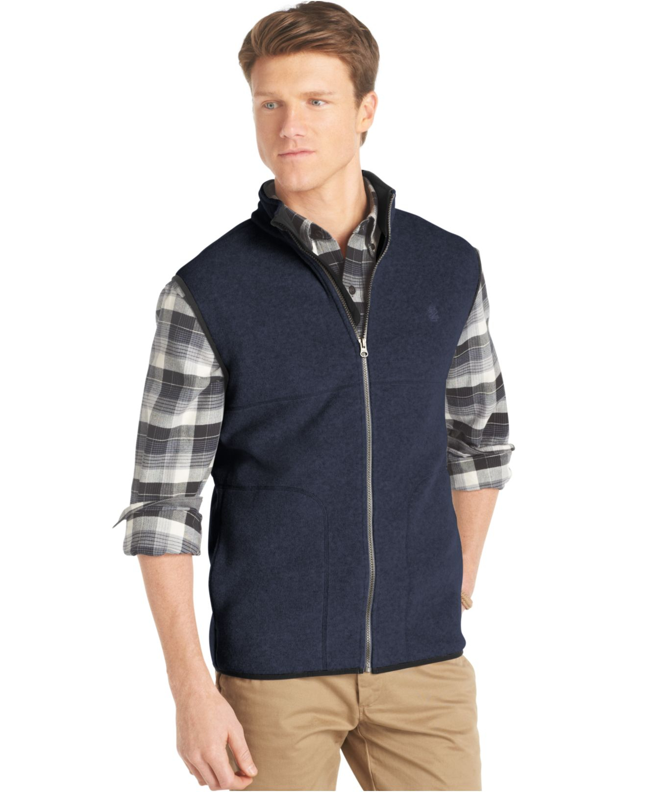 Izod Big And Tall Full-Zip Polar Fleece Vest in Blue for Men (Midnight ...