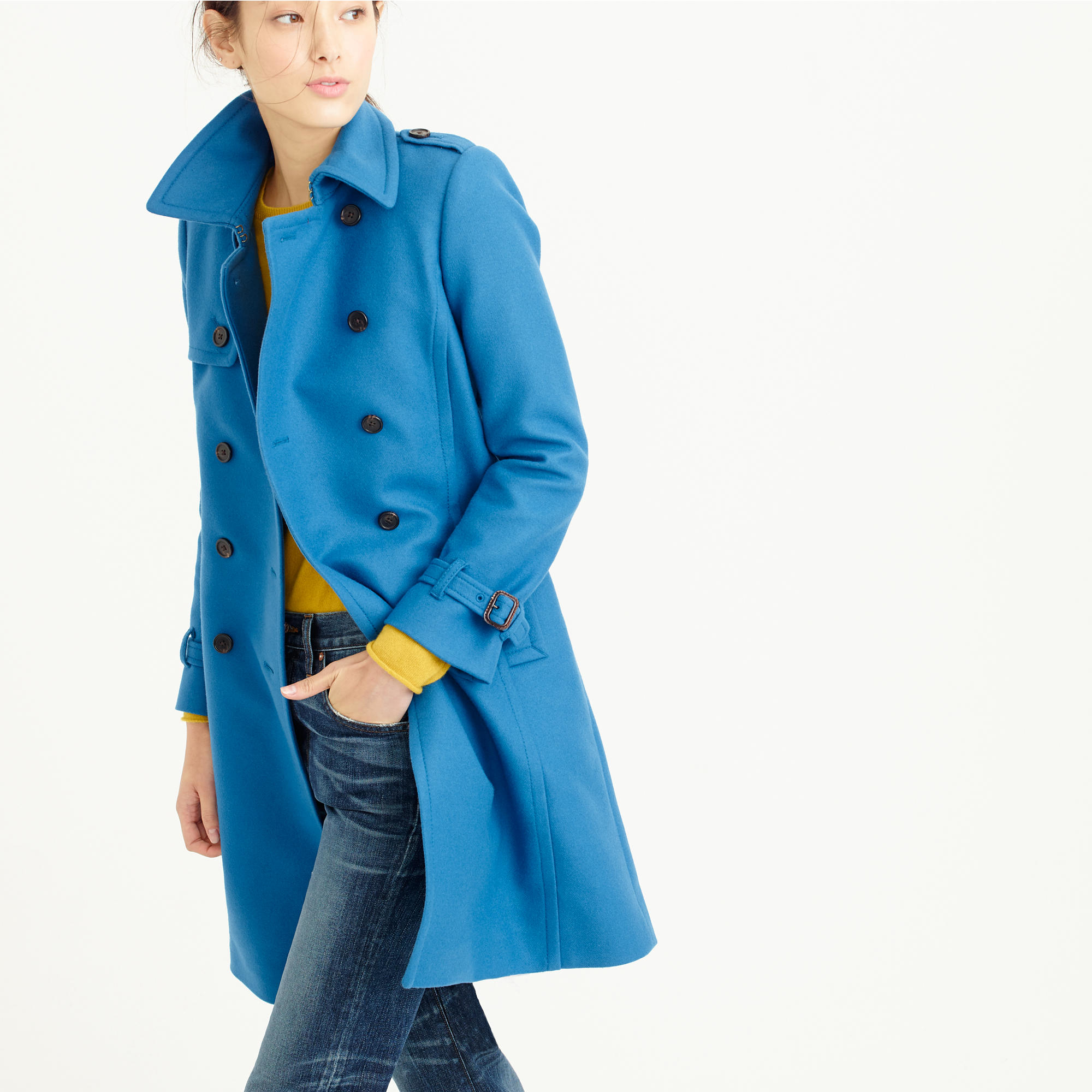 J.crew Icon Trench Coat In Wool-cashmere in Blue | Lyst