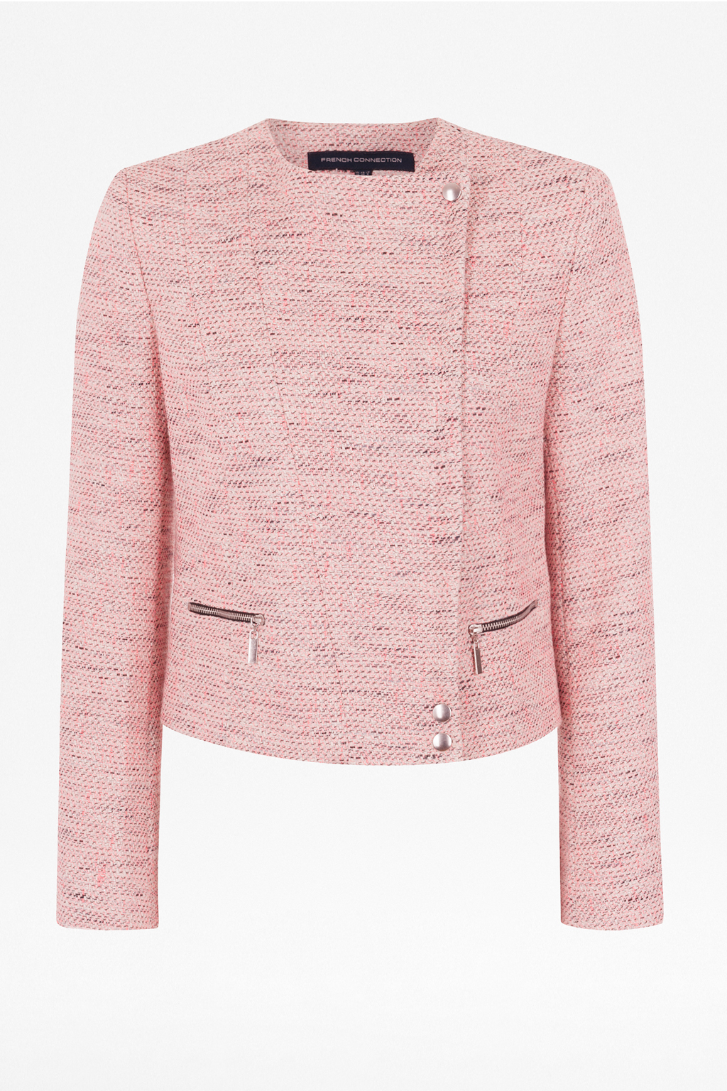 French connection Bel Air Tweed Biker Jacket in Pink | Lyst