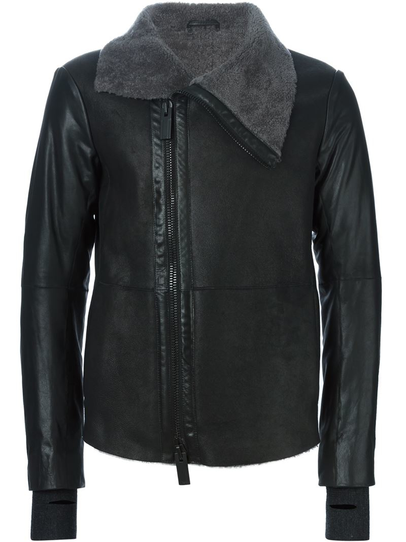 Lyst - Emporio Armani Shearling Jacket in Black for Men