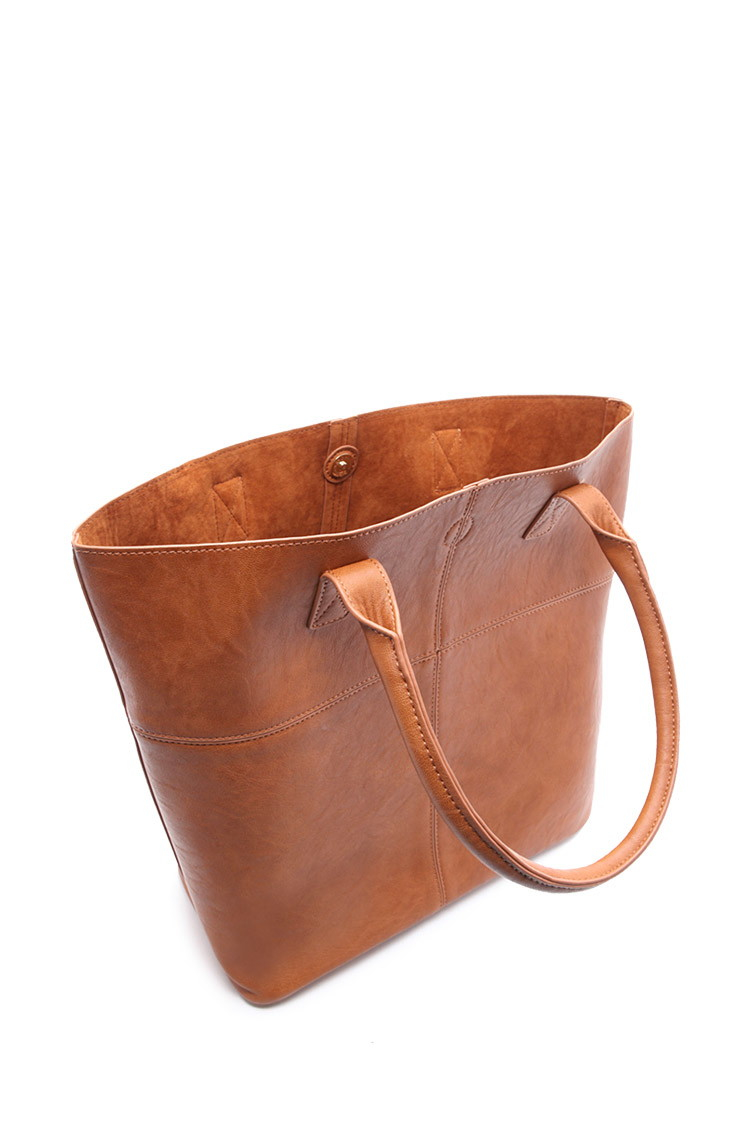 brown faux leather tote