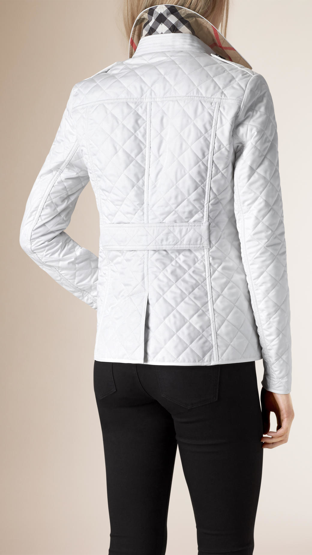 Lyst Burberry DiamondQuilted Jacket in White