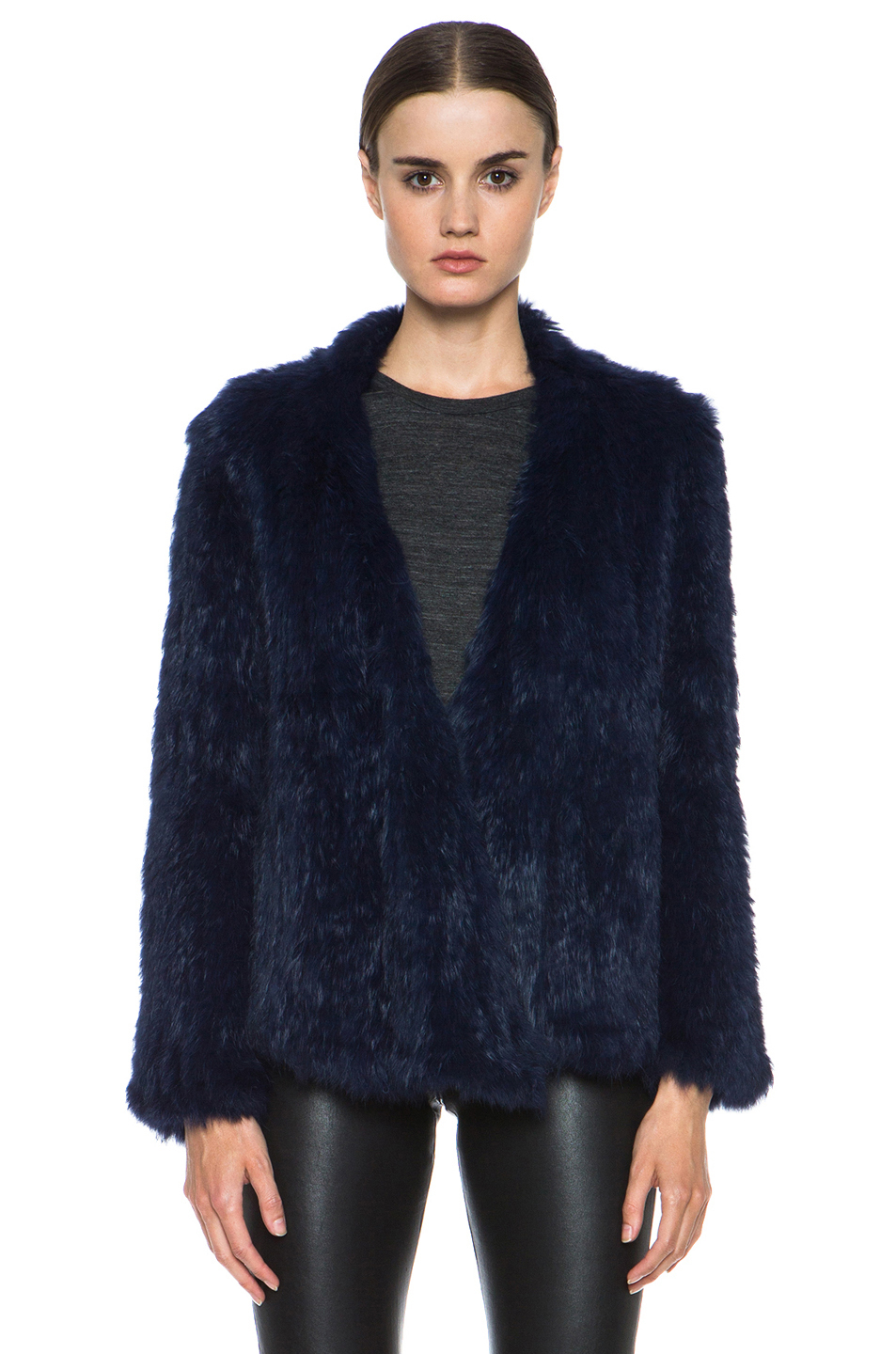 Knitted Fur Jacket Brown Mink With Rac Trim Rabbit Fur Knitted Coat