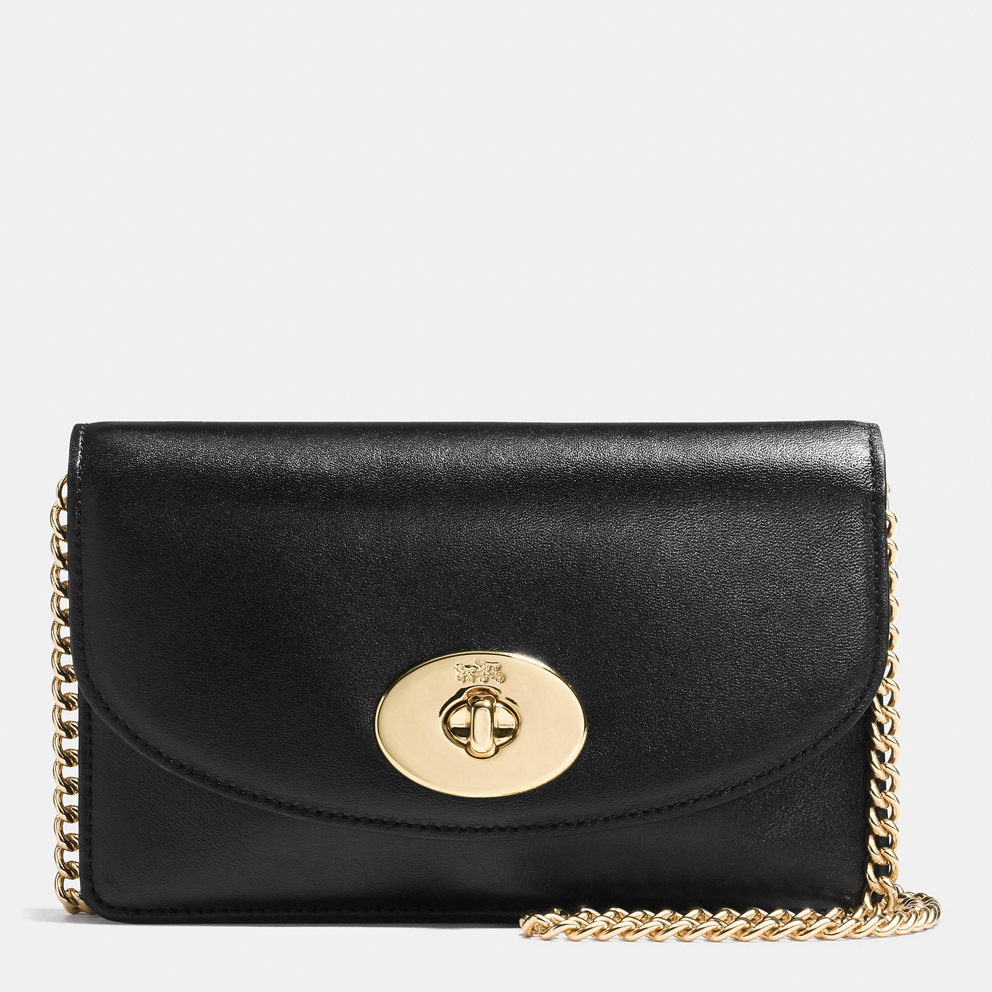 Coach Clutch Chain Wallet In Smooth Leather in Gold (LIGHT GOLD ...